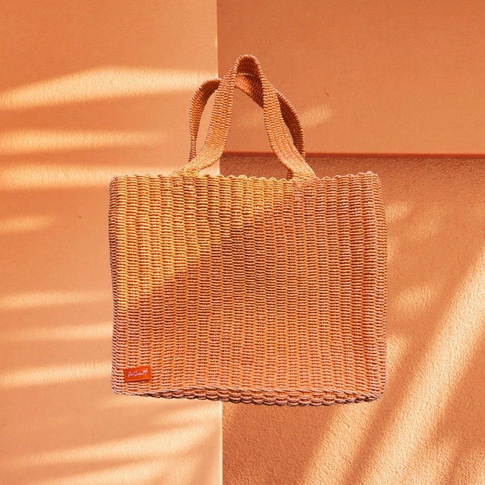Stylish Woven Tote Bag in Orange